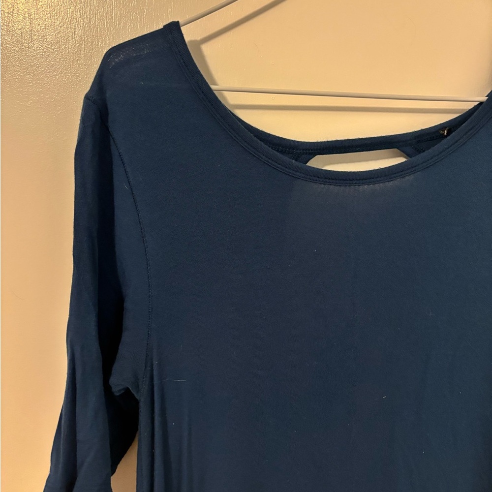Chic Navy Midi Casual Flowy Romantic Girlhood Core Dress - Picture 2 of 3